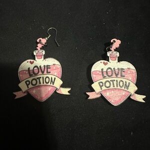 Wooden love potion earrings